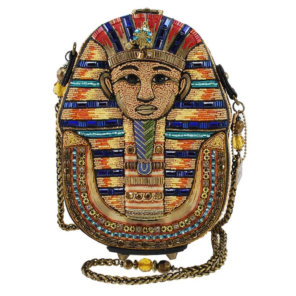 Mary Frances Tut Beaded Pharaoh Boy King Egypt Special Handbag Gold Black Bag NW